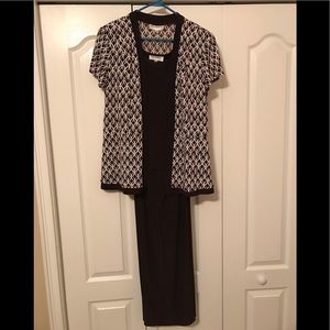 3 pc Brown and White pant suit
